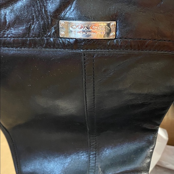 Coach NY Women's Micha Black Leather Boots Size 10B Excellent Condition 17" tall - Picture 2 of 10